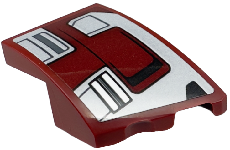 Wedge 3 x 2 Right No Studs with Silver Armor Plates and Black Lines Pattern (Sticker) - Set 76247