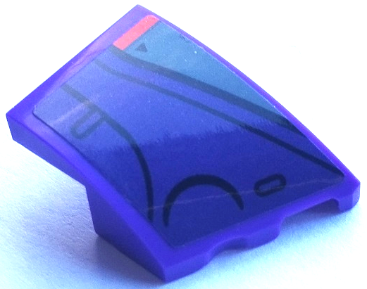 Wedge 3 x 2 Right No Studs with Red Stripe, Dark Bluish Gray Triangle and Armor Plates with Black Outlines Pattern (Sticker) - Set 76831