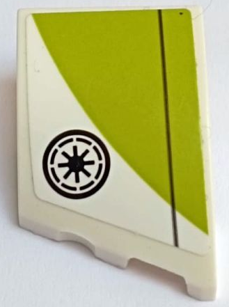Wedge 3 x 2 Right No Studs with Lime Panel, Black Line and SW Galactic Republic Logo Pattern (Sticker) - Set 75333