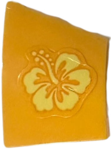 Wedge 3 x 2 Right No Studs with Bright Light Yellow Hibiscus Flower Pointing Left Pattern (Sticker) - Set 43249