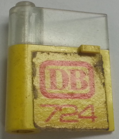 Door 1 x 3 x 3 Left with Horizontal Handle with Molded Trans-Clear Window and Red 'DB' and '724' Pattern (Sticker) - Set 724