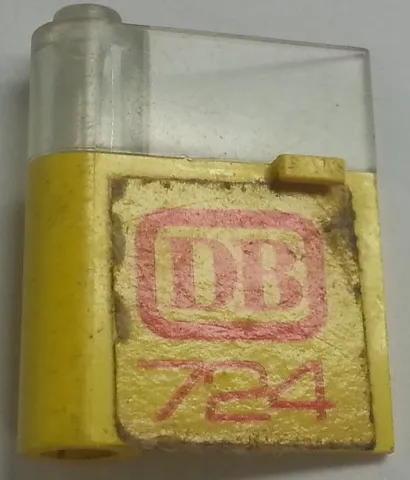 Door 1 x 3 x 3 Left with Horizontal Handle with Molded Trans-Clear Window and Red 'DB' and '724' Pattern (Sticker) - Set 724