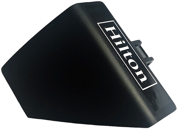 Technic, Panel Curved #70 5 x 4 x 3 Tapered Right with White 'Hilton' on Outside Only Pattern (Sticker) - Set 42141 (Second Version)