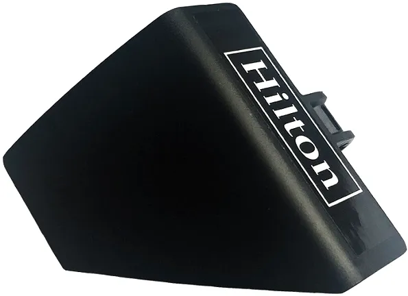 Technic, Panel Curved #70 5 x 4 x 3 Tapered Right with White 'Hilton' on Outside Only Pattern (Sticker) - Set 42141 (Second Version)