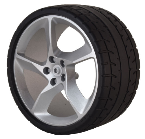Wheel 75mm D. x 41mm #1 Model Left Side with Black Tire 87.9 x 44 (80280 / 80279)