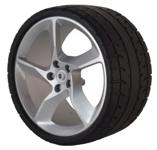 Wheel 75mm D. x 41mm #1 Model Left Side with Black Tire 87.9 x 44 (80280 / 80279)