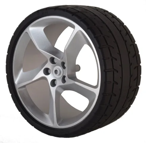 Wheel 75mm D. x 41mm #2 Model Right Side with Black Tire 87.9 x 44 (80281 / 80279)