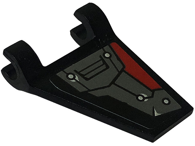 Flag 2 x 2 Trapezoid with Flared Edge with Dark Bluish Gray and Red Armor Plates, Rivets and Air Vent Pattern Model Left Side (Sticker) - Set 80034