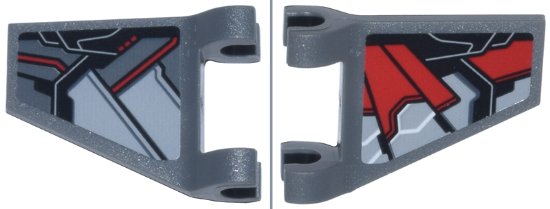 Flag 2 x 2 Trapezoid with Flared Edge with Black, Red, and Light Bluish Gray Panels (Falcon Armor Wings) Pattern on Both Sides Model Left Side (Stickers) - Set 76269