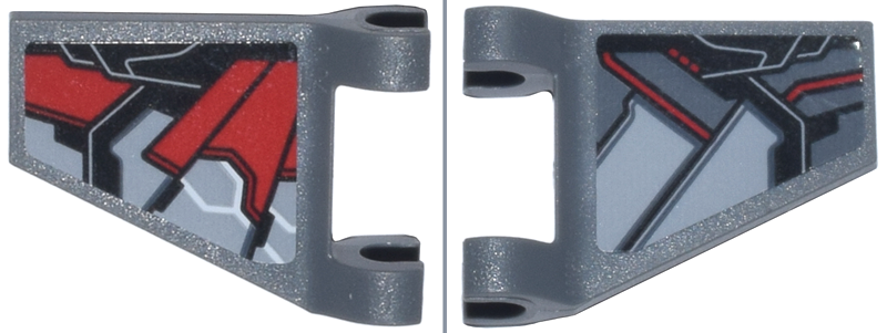 Flag 2 x 2 Trapezoid with Flared Edge with Black, Red, and Light Bluish Gray Panels (Falcon Armor Wings) Pattern on Both Sides Model Right Side (Stickers) - Set 76269