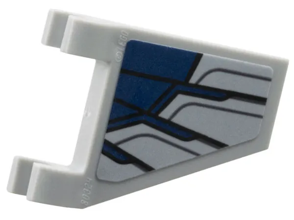 Flag 2 x 2 Trapezoid with Flared Edge with Dark Blue Wing Armor Plates, Black Outlines and Dark Bluish Gray Lines Pattern on Both Sides (Stickers) - Set 76292