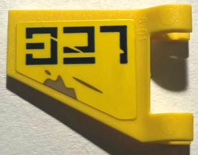 Flag 2 x 2 Trapezoid with Flared Edge with Black '327' and Dark Tan Dirt Stains Pattern Model Right Side (Sticker) - Set 75431