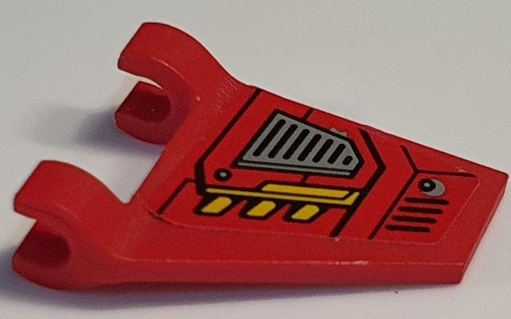 Flag 2 x 2 Trapezoid with Flared Edge with Black Armor Plates Outline, Rivets, Yellow Highlights and Air Vent Pattern Model Left Side (Sticker) - Set 80040