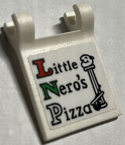 Flag 2 x 2 Square with Flared Edge with 'Little Nero's Pizza' and Column Pattern (Sticker) - Set 21330