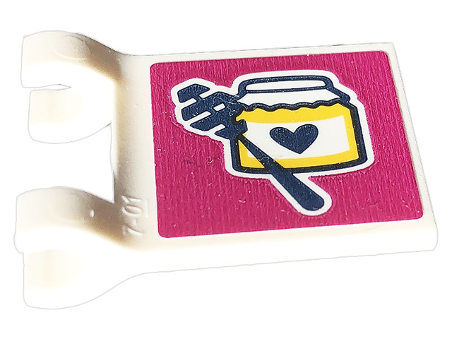 Flag 2 x 2 Square with Flared Edge with Honey Dipper and Jar with Heart on Magenta Background Pattern (Sticker) - Set 41703