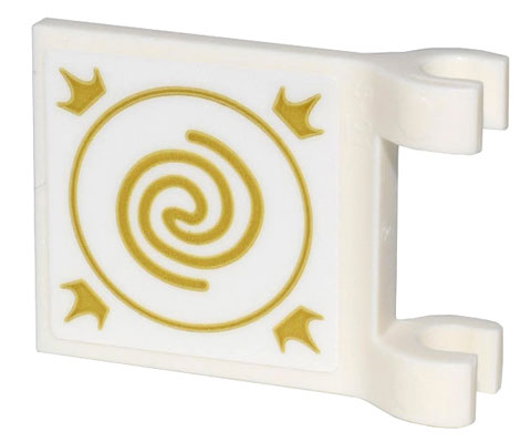 Flag 2 x 2 Square with Flared Edge with Gold Curly Spiral Lines, Circle, and Crowns Pattern on Both Sides (Stickers) - Set 43205