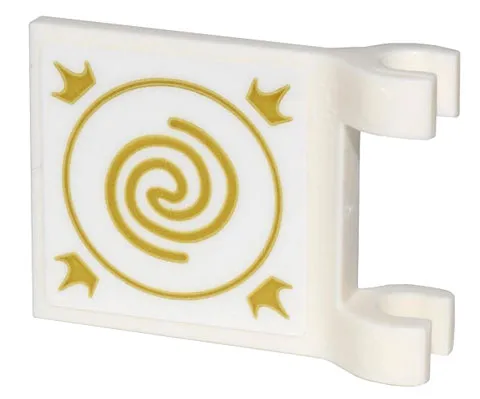 Flag 2 x 2 Square with Flared Edge with Gold Curly Spiral Lines, Circle, and Crowns Pattern on Both Sides (Stickers) - Set 43205