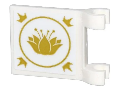Flag 2 x 2 Square with Flared Edge with Gold Lotus Flower, Circle, and Crowns Pattern on Both Sides (Stickers) - Set 43205