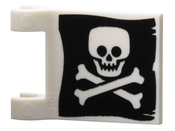 Flag 2 x 2 Square with Flared Edge with Flat Skull and Crossbones on Black Background Pattern on Both Sides (Jolly Roger)