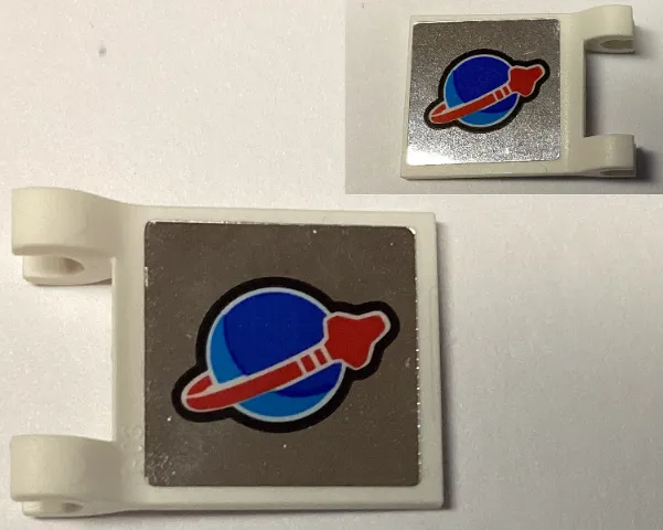 Flag 2 x 2 Square with Flared Edge with Blue and Red Classic Space Logo on Mirrored Background Pattern on Both Sides (Stickers) - Set 60348