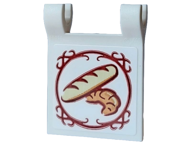 Flag 2 x 2 Square with Flared Edge with Tan Baguette and Medium Nougat Croissant in Reddish Brown Circle with Filigree Pattern on Both Sides (Stickers) - Set 910032