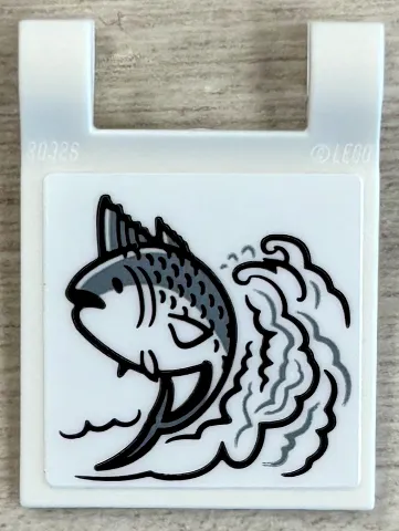 Flag 2 x 2 Square with Flared Edge with Wave with Fish Pattern Model Left Side (Sticker) - Set 40906