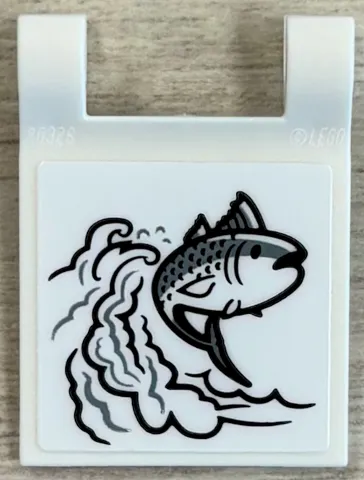 Flag 2 x 2 Square with Flared Edge with Wave with Fish Pattern Model Right Side (Sticker) - Set 40906