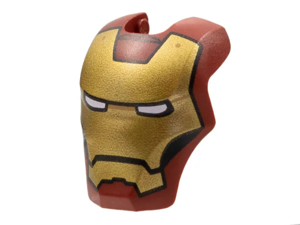 Minifigure, Visor Top Hinge Large with Gold Face Shield, White Eyes, Black Trim on Cheeks Pattern (Iron Man Mark 3 / 4 / 6 / 7)