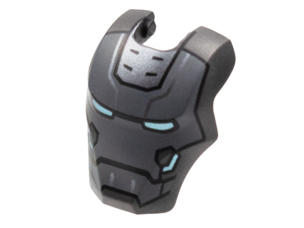Minifigure, Visor Top Hinge Large with Dark Bluish Gray Face Shield, Bright Light Blue Eyes and Trim on Cheeks Pattern (Iron Man Mark 25)