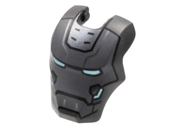 Minifigure, Visor Top Hinge Large with Dark Bluish Gray Face Shield, Bright Light Blue Eyes and Trim on Cheeks Pattern (Iron Man Mark 25)