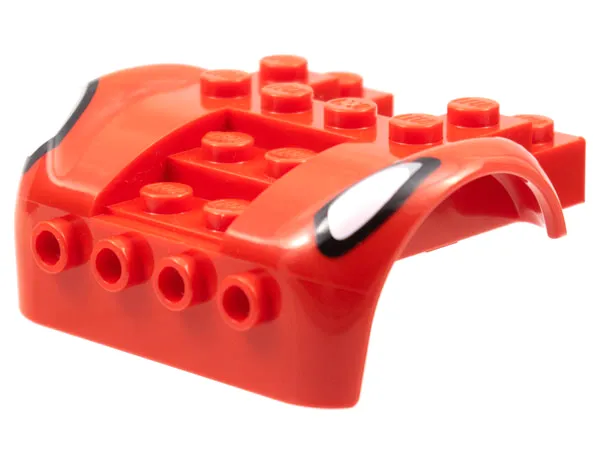 Vehicle, Mudguard 6 x 4 with 4 Studs on Front with White Headlights with Black Outline Pattern