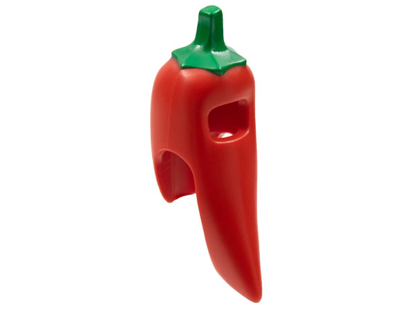 Minifigure, Headgear Head Cover, Costume Chili Pepper with Green Stem Pattern