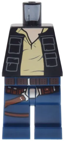 Body SMART Minifigure, Torso with Dark Blue Hips and Legs with SW Han Solo Black Vest with Pockets Pattern