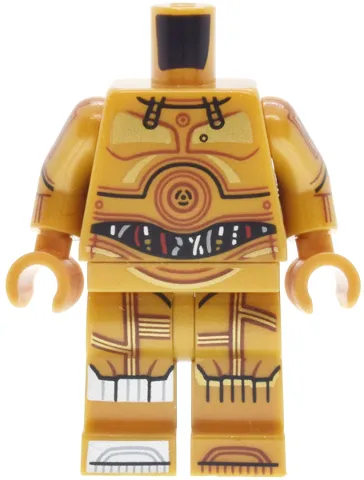 Body SMART Minifigure, Torso with Pearl Gold Hips and Legs with SW C-3PO with Red and Silver Wires Pattern / Pearl Gold Arms with C-3PO Pattern / Pearl Gold Hands