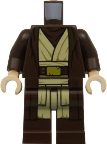 Body SMART Minifigure, Torso with Dark Brown Hips and Legs with SW Obi-Wan Kenobi Tunic, Belt and Robe Pattern / Dark Brown Arms / Light Nougat Hands