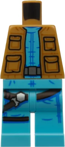 Body SMART Minifigure, Torso with Medium Azure Hips and Legs with Greedo, Jacket with Pockets, Belt, Holster, and Dark Azure Fold Lines Pattern