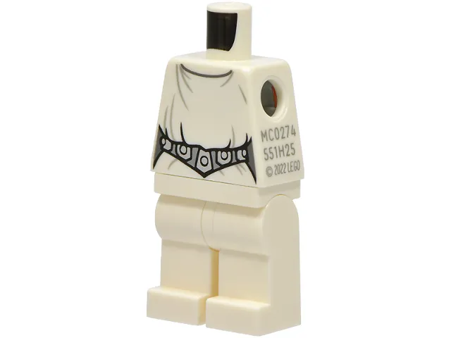 Body SMART Minifigure, Torso with White Hips and Legs with SW Loose Dress, Detailed Belt with 5 Silver Emblems Pattern (Leia)