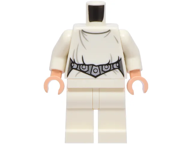 Body SMART Minifigure, Torso with White Hips and Legs with SW Loose Dress, Detailed Belt with 5 Silver Emblems Pattern (Leia) / White Arms / Light Nougat Hands