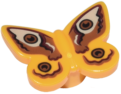 Butterfly / Moth with Stud Holder with Medium Nougat, Tan, and Reddish Brown Wings Pattern