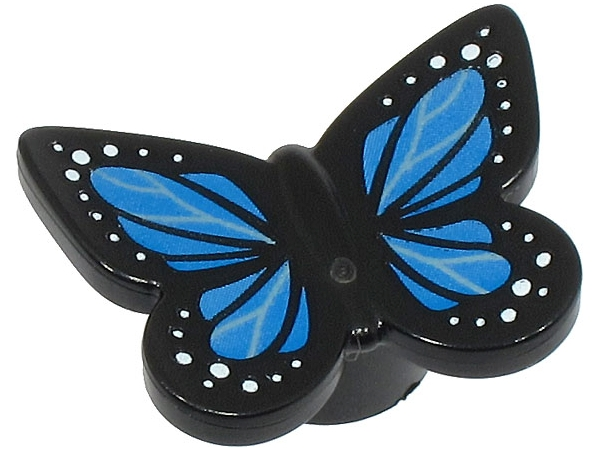 Butterfly / Moth with Stud Holder with Blue Wings and White Spots Pattern
