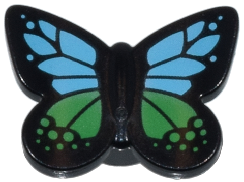Butterfly / Moth with Stud Holder with Medium Azure and Bright Green Wings Pattern