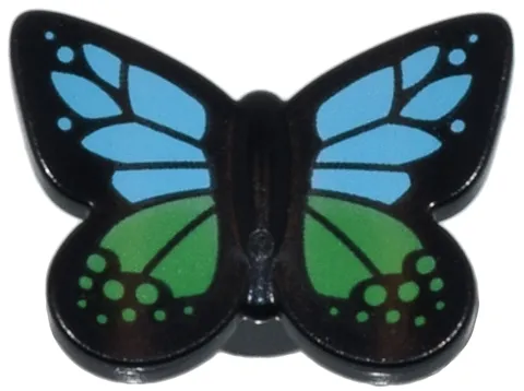 Butterfly / Moth with Stud Holder with Medium Azure and Bright Green Wings Pattern