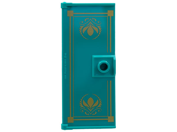 Door 1 x 3 x 6 with Stud Handle with Gold Border with Squares and Arendelle Crest Flowers Pattern