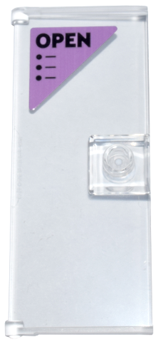 Door 1 x 3 x 6 with Stud Handle with Black 'OPEN' and Bullet Points on Medium Lavender Background Pattern (Sticker) - Set 41732