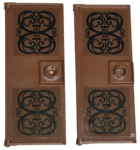 Door 1 x 3 x 6 with Stud Handle with Black Ornate Scrollwork Pattern on Both Sides (Stickers) - Set 76413