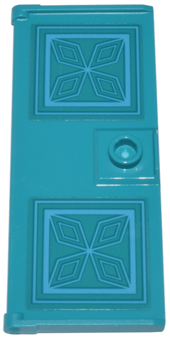 Door 1 x 3 x 6 with Stud Handle with Medium Azure Square Panels with Diamonds Pattern (Stickers) - Set 43224