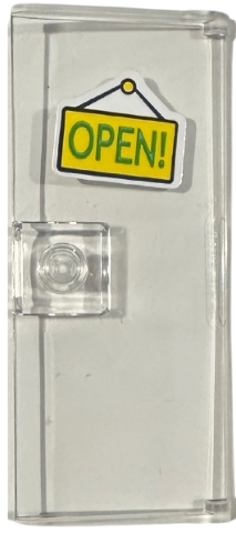 Door 1 x 3 x 6 with Stud Handle with 'OPEN!' Sign on Yellow Background Pattern (Sticker) - Set 42614