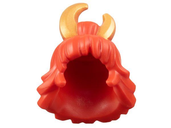 Minifigure, Hair Female Bangs and Flipped Ends, Bun on Top with Pearl Gold Crescent Moon Pattern