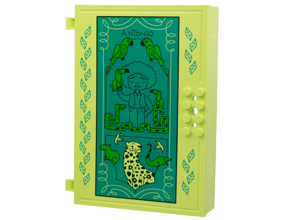 Container, Book Cover Half, 16 x 12 x 2 2/3 with Lock Compartment (Storybook Adventures) with 'ANTONIO', Animals, Dark Turquoise Panel Pattern