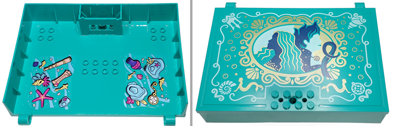 Container, Book Cover Half, 16 x 12 x 2 2/3 with Lock Compartment (Storybook Adventures) with Ariel, Ursula, Gold and White Shells and Trim and Seafloor, Shells, and Fish Pattern (Stickers) - Set 43213